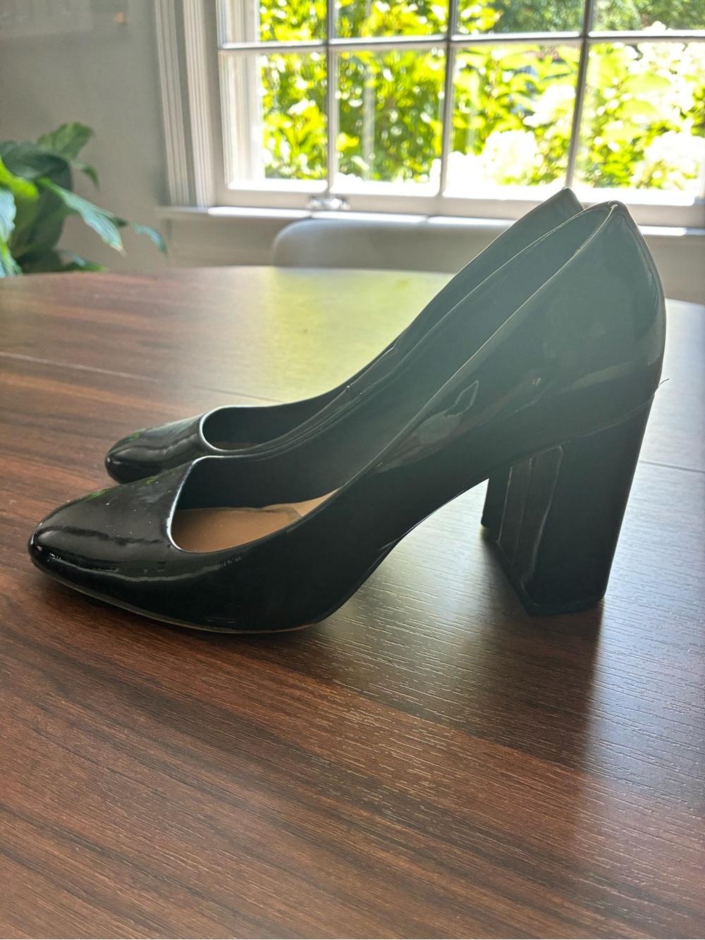 Banana Republic Black Patent Block Heel Pumps